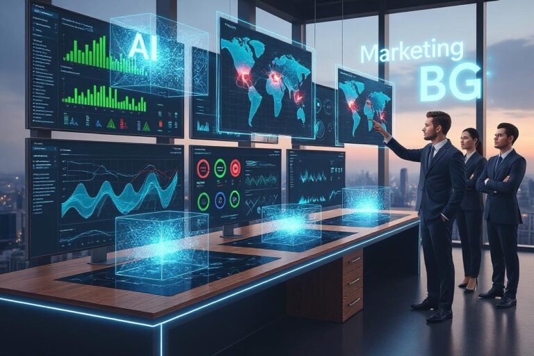 Advanced Ai Marketing Data Analysis And Global Digital Strategy Visualization In Bulgaria.