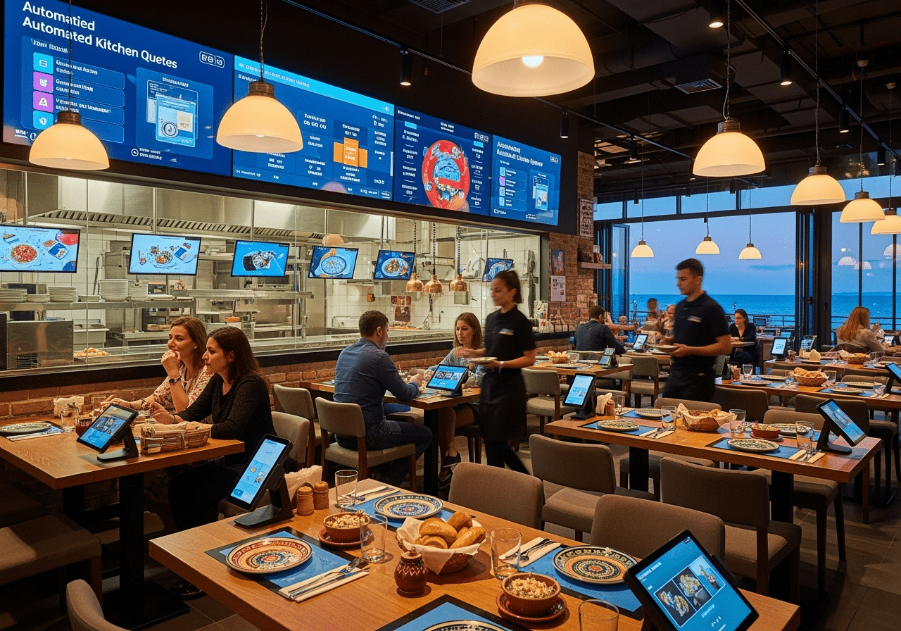Modern Restaurant With Digital Menus.