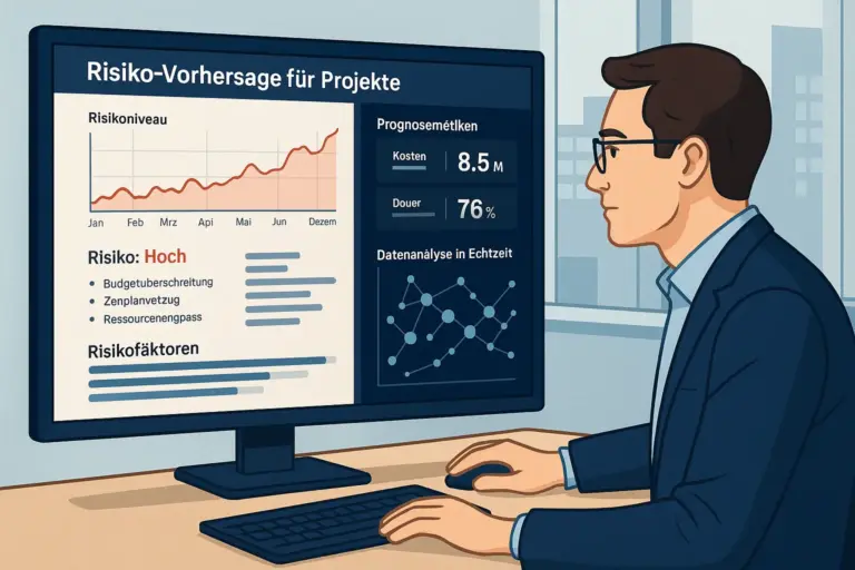 Rojektmanager Analysiert Kirisikovorhersage Im Projektmanagement Mit Echtzeitdatenanalyse 2025