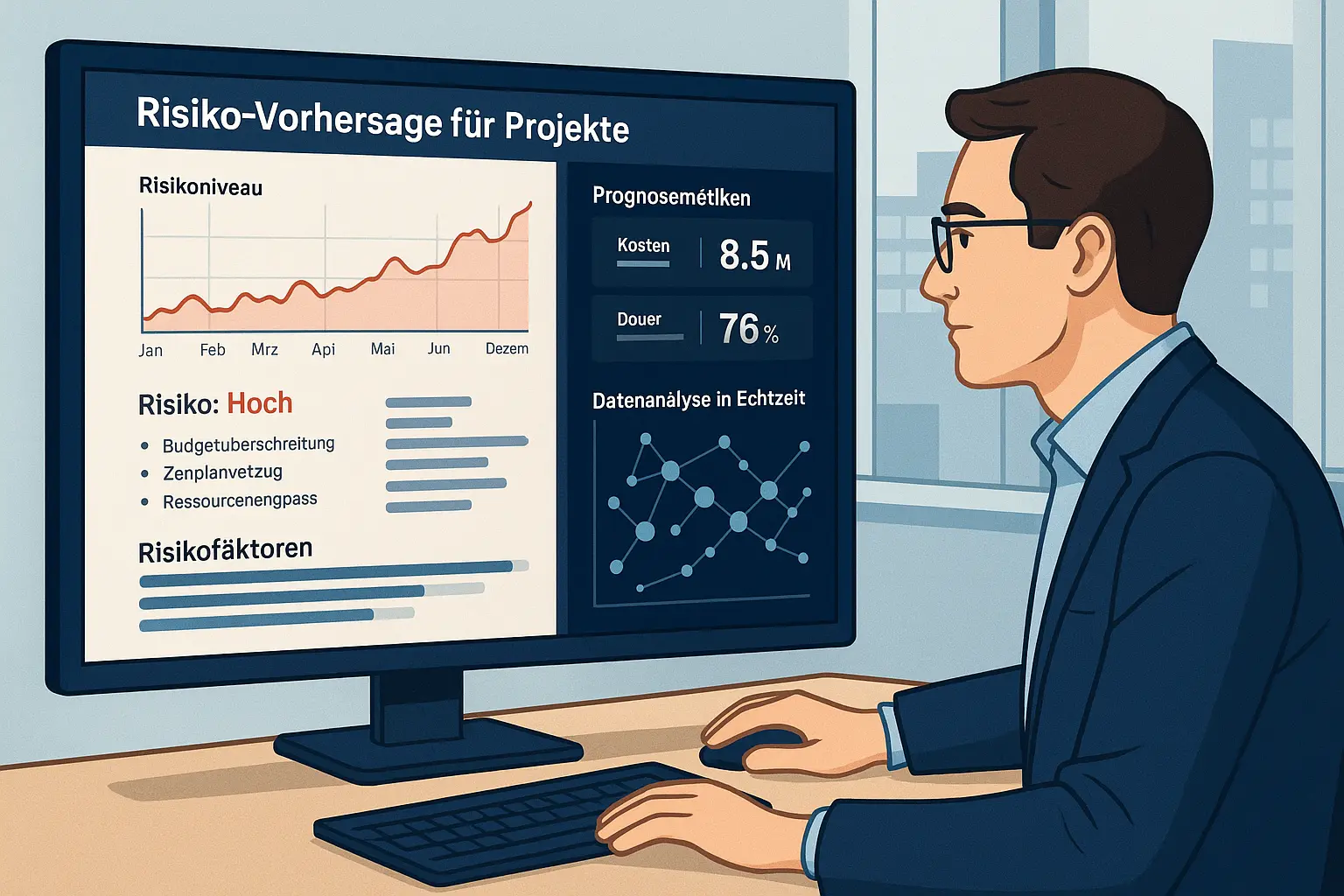Rojektmanager Analysiert Kirisikovorhersage Im Projektmanagement Mit Echtzeitdatenanalyse 2025