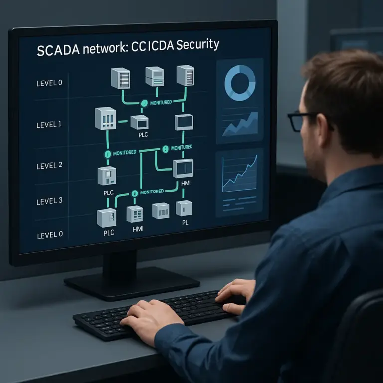 Engineer Monitoring Segmented Scada Network Layers For Ot Ics Security Visualization