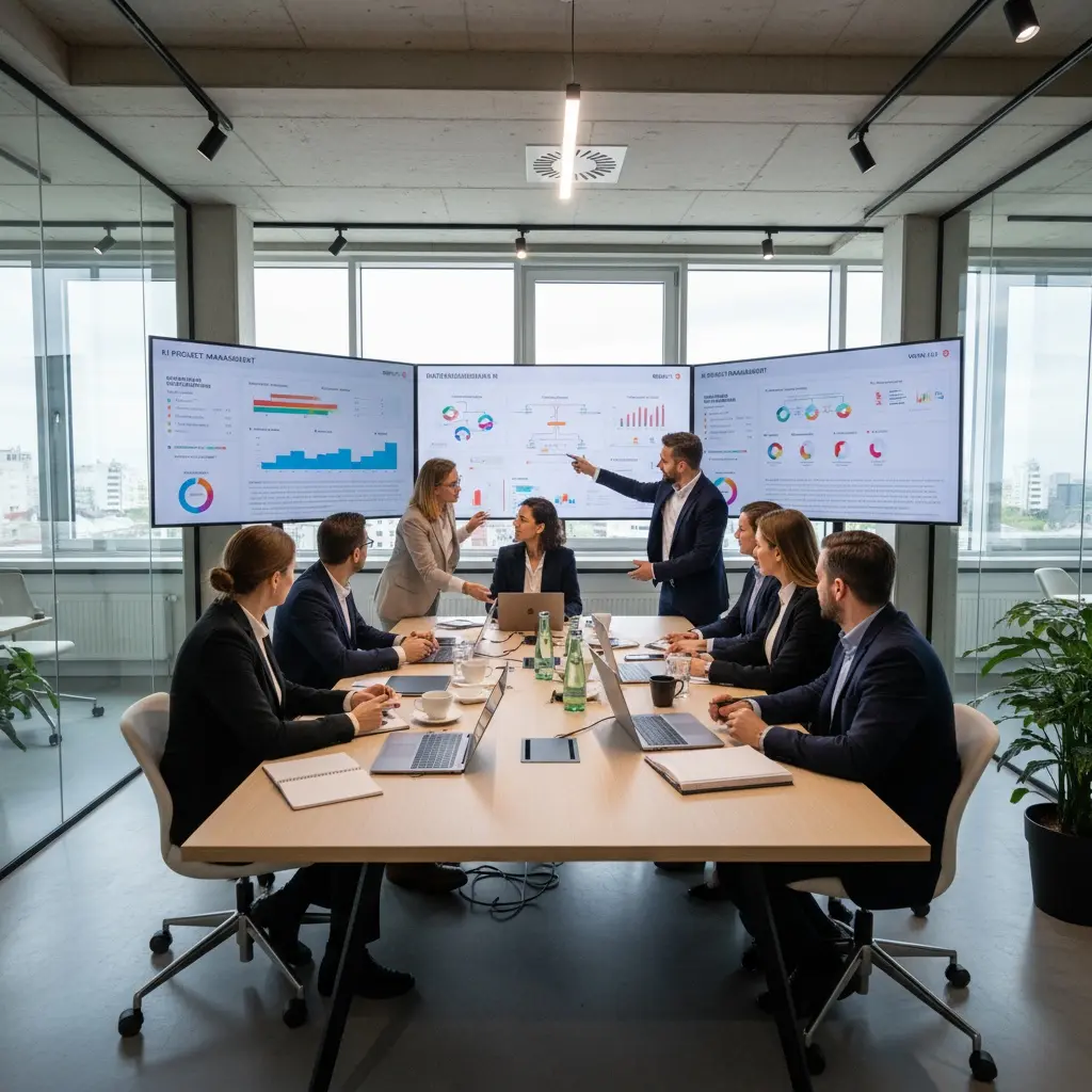 Team Bespricht ProjektmanagementDatenanalysen.